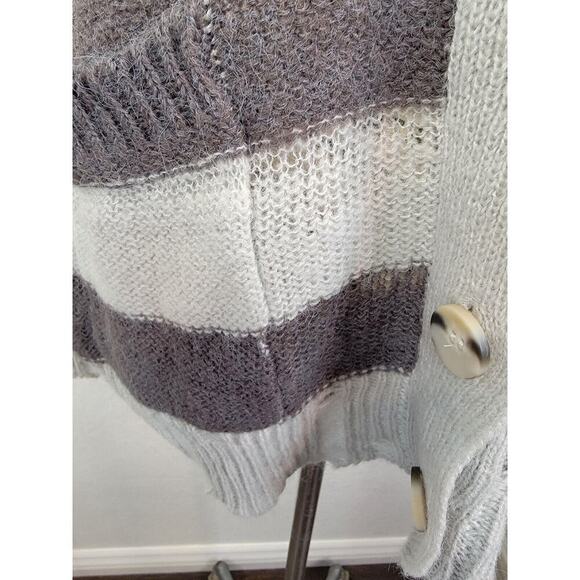 Urban Outfitters Cardigan Sweater XS Sheer Stripe Relaxed Bohemian Distressed - Picture 4 of 13